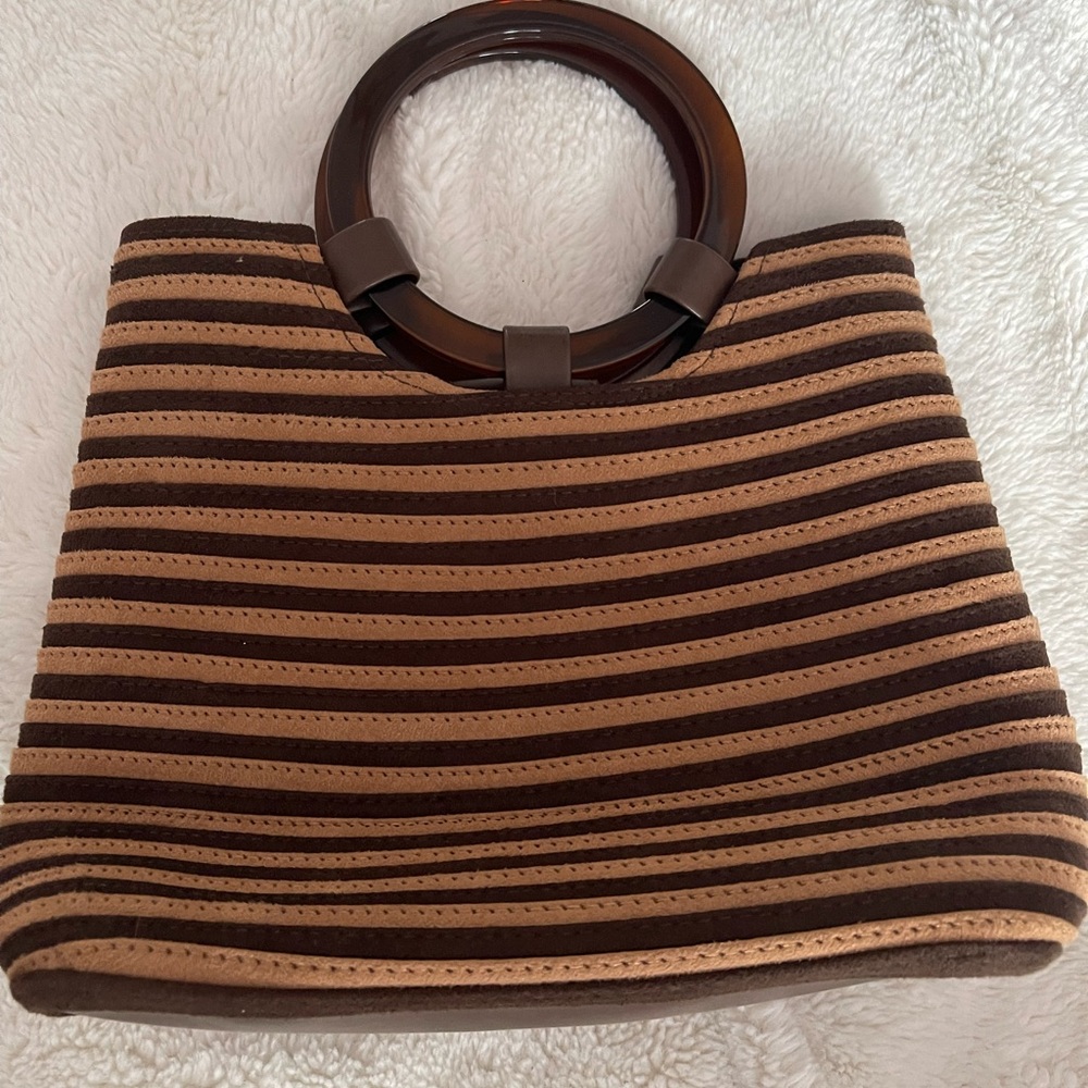 Vintage Chic Liz Claiborne Stripe Brown & Tan Bag